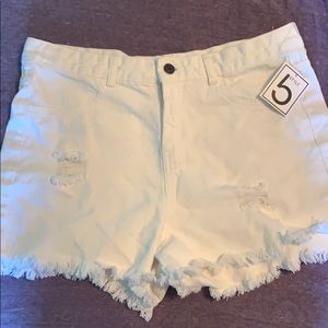 White jean shorts